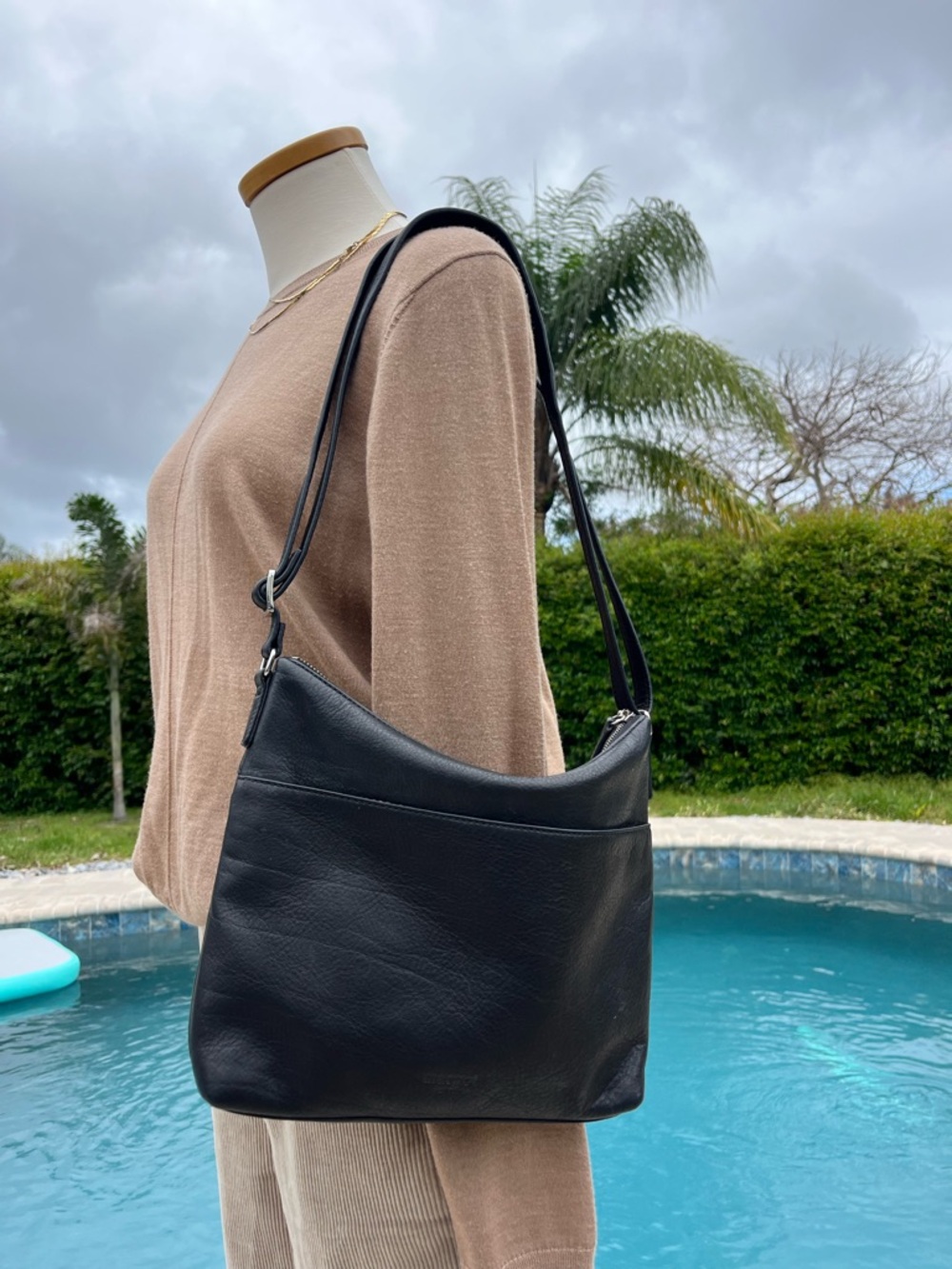 Margot Black Leather Crossbody/Shoulder Bag